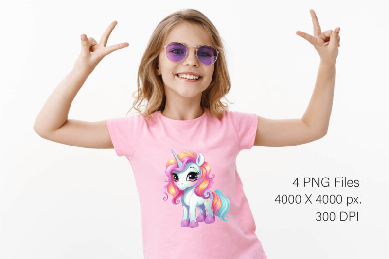 Cute rainbow unicorns 03. TShirt Sticker.