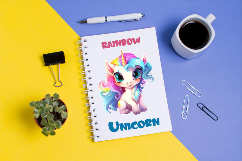 Cute rainbow unicorns 03. TShirt Sticker.