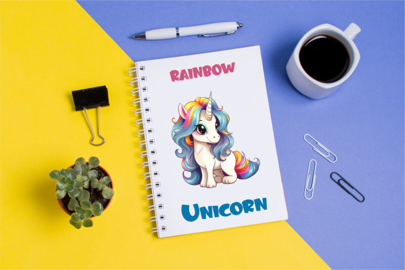 Cute rainbow unicorns 04. TShirt Sticker.