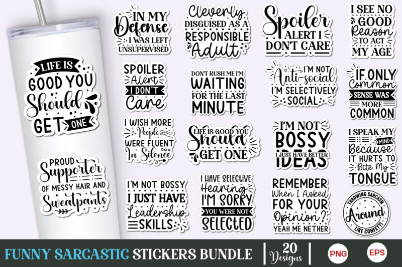 Sarcastic Funny sayings sticker bundle, Funny Sarcastic Sticker Bundle , Sarcasm Quotes Stickers PNG, Sarcastic Sticker, Sarcastic Quotes St