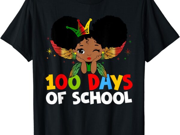 100 days of school black girl kids african 100th day toddler t-shirt