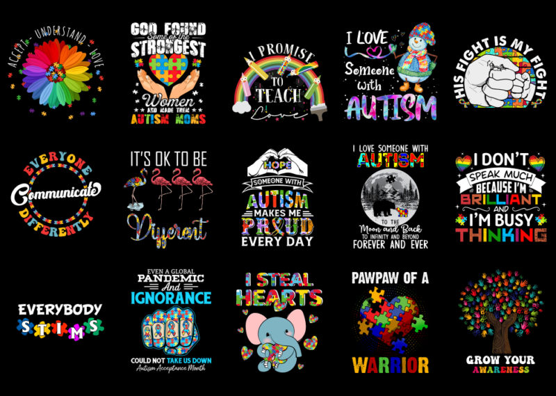 15 Autism Awareness Shirt Designs Bundle P11, Autism Awareness T-shirt, Autism Awareness png file, Autism Awareness digital file, Autism