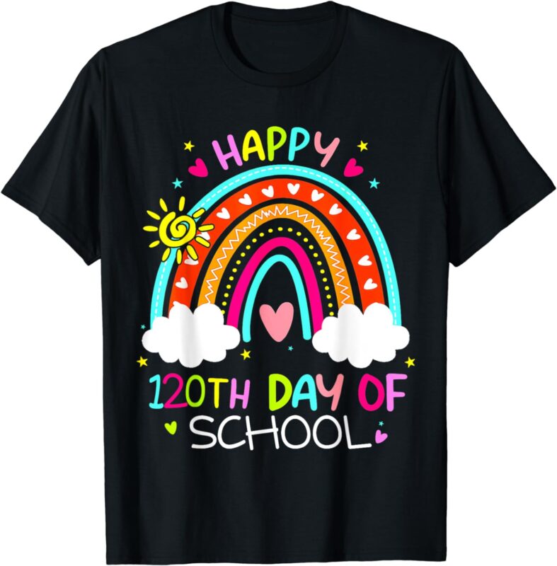 120th Day Of School Rainbow 120 Days Smarter Teacher T-Shirt