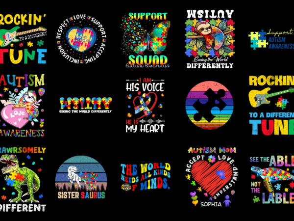 15 autism awareness shirt designs bundle p16, autism awareness t-shirt, autism awareness png file, autism awareness digital file, autism awa