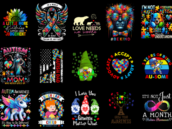 15 autism awareness shirt designs bundle p5, autism awareness t-shirt, autism awareness png file, autism awareness digital file, autism awar