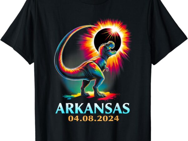 Arkansas totality total solar eclipse 2024 t rex dinosaur t-shirt