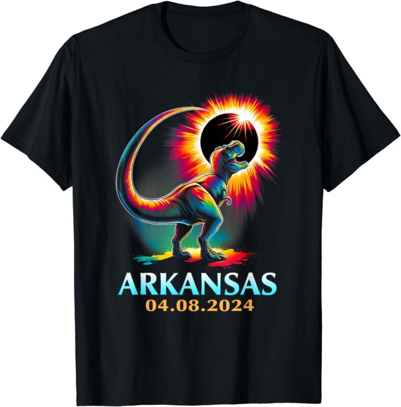 Arkansas Totality Total Solar Eclipse 2024 T Rex Dinosaur T-Shirt