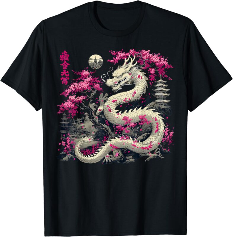 Asian Cherry Blossom Chinese Dragon T-Shirt