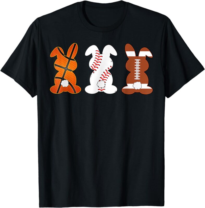 Basketball Baseball Football Sports Easter Bunny Rabbits T-Shirt