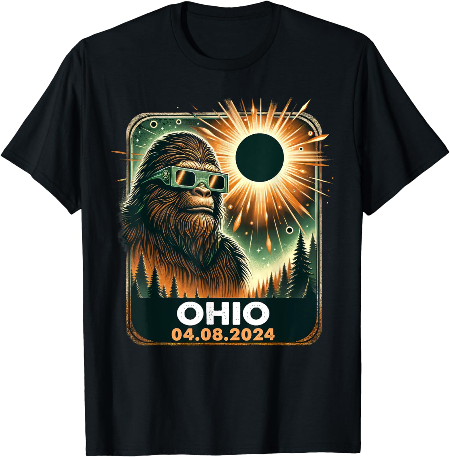 Bigfoot Ohio Total Solar Eclipse 2024 With Eclipse Glasses T-Shirt ...