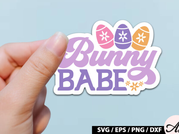 Bunny babe retro sticker t shirt template