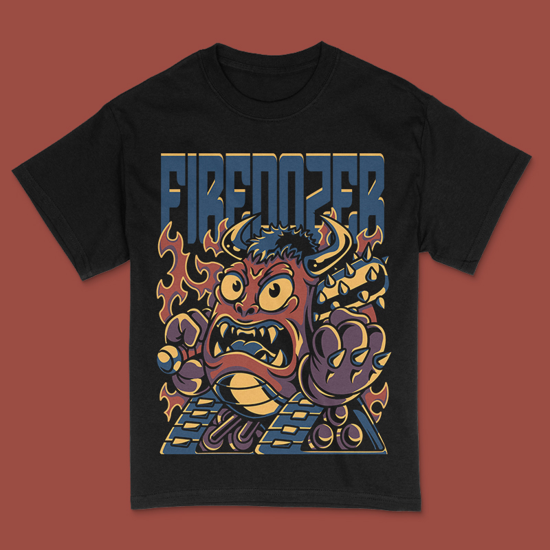 Fire Dozer T-Shirt Design Template - Buy t-shirt designs