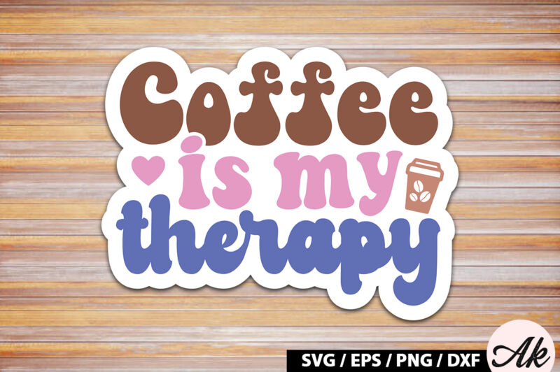 Coffee is my therapy Retro Sticker