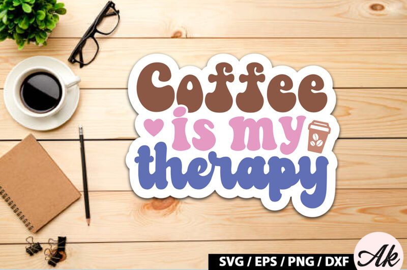 Coffee is my therapy Retro Sticker