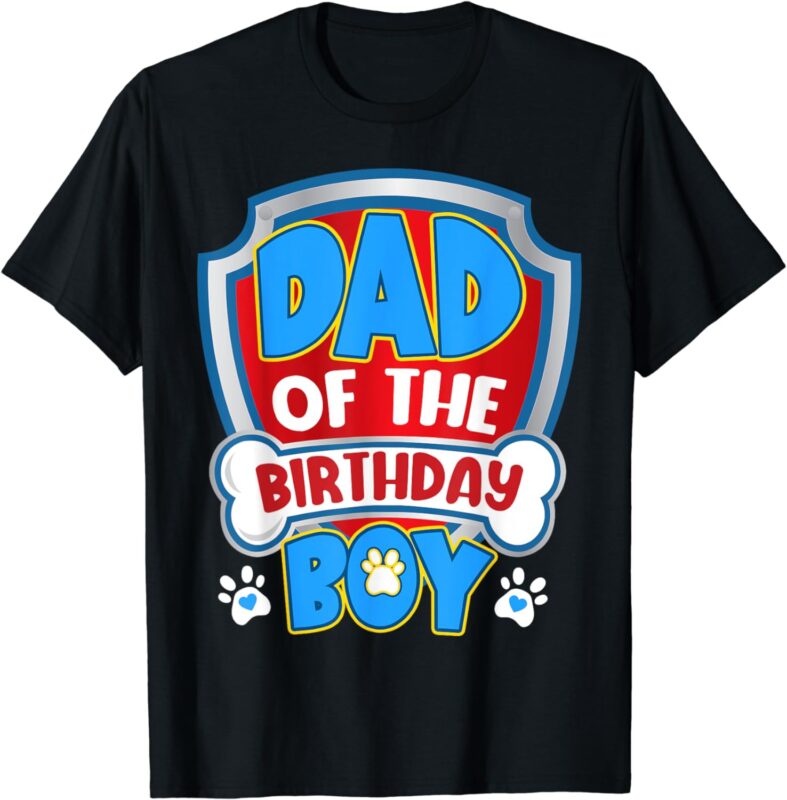 Dad And Mom Of The Birthday Boy Dog Paw Family Matching T-Shirt