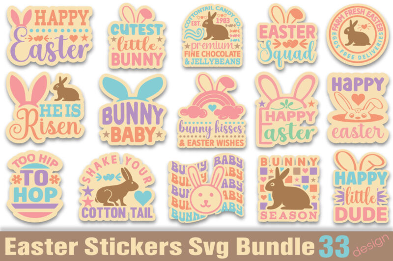 Easter Stickers T-shirt Bundle Easter Stickers Svg Bundle