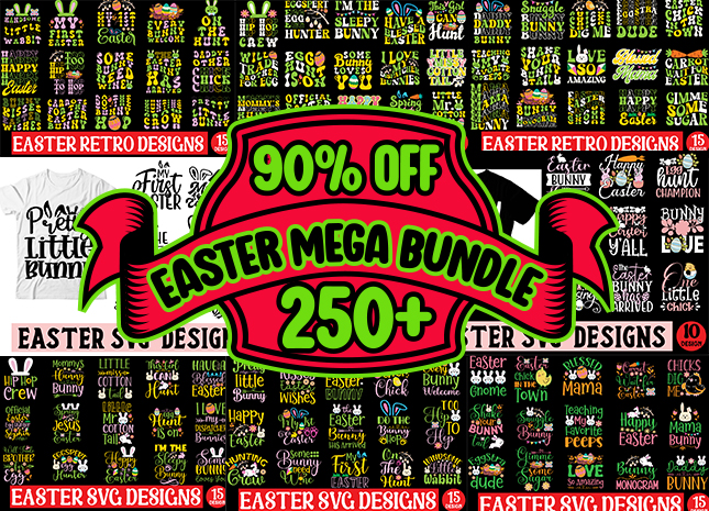 Easter designs mega bundle,Happy Easter SVG PNG design, Easter Bunny Svg design, Kids Easter Svg design, Easter Shirt Svg design, Easter Sv