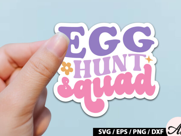 Egg hunt squad retro sticker vector clipart