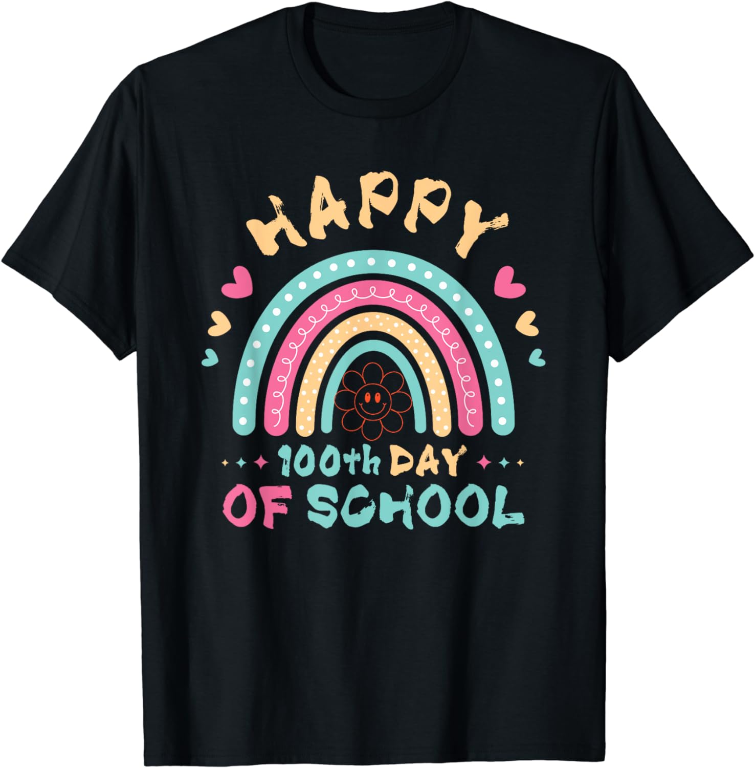 Happy 100th Day Of School Teacher Kids 100 Days Rainbow T-Shirt - Buy t ...