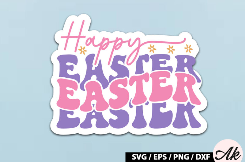 Retro Easter Sticker SVG Bundle