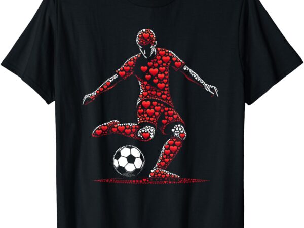 Heart soccer player football mens kids boys valentine soccer t-shirt