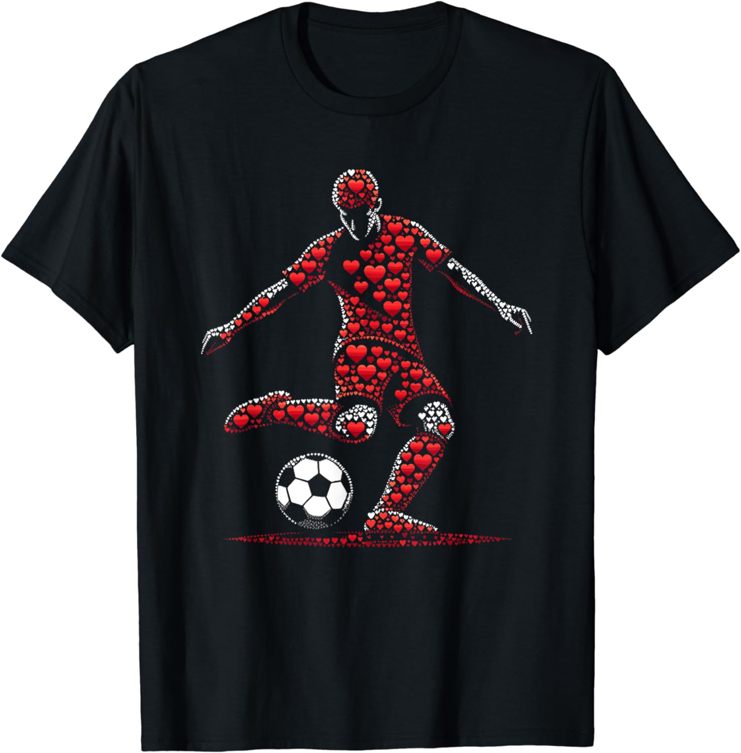 Heart Soccer Player Football Mens Kids Boys Valentine Soccer T-Shirt ...