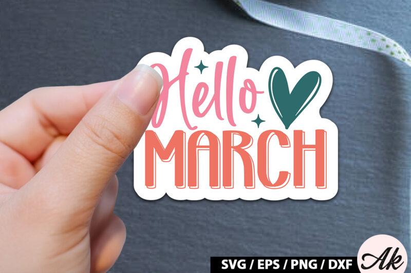 Hello march Sticker SVG