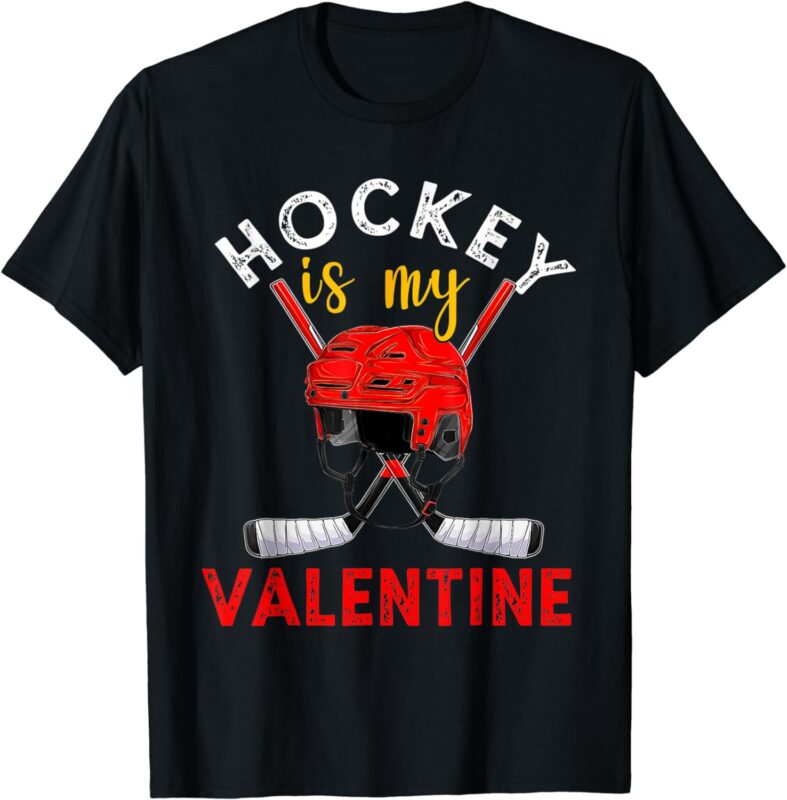 Hockey Is My Valentine Hockey Lover Valentines Day Mens Boys T-Shirt