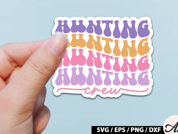 Hunting crew retro sticker graphic t shirt