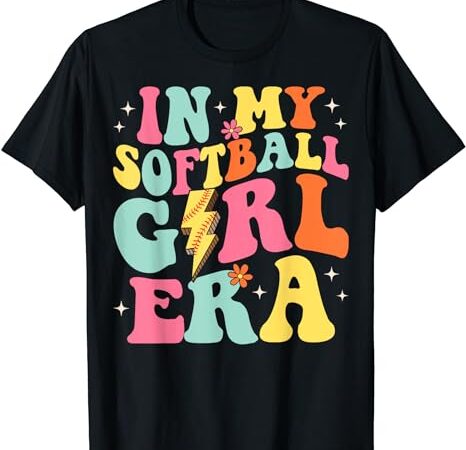 In my softball girl era retro groovy softball girl t-shirt