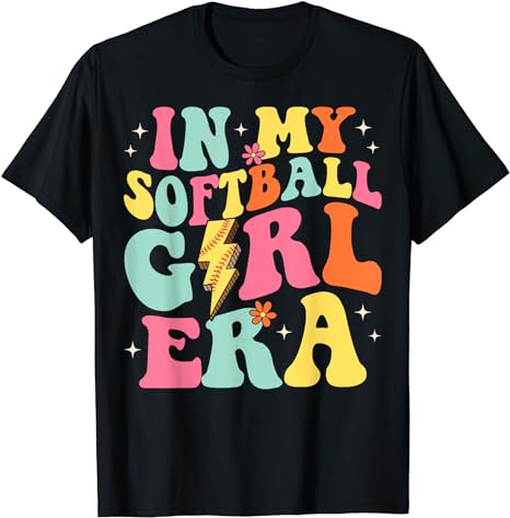 In My Softball Girl Era Retro Groovy Softball Girl T-Shirt