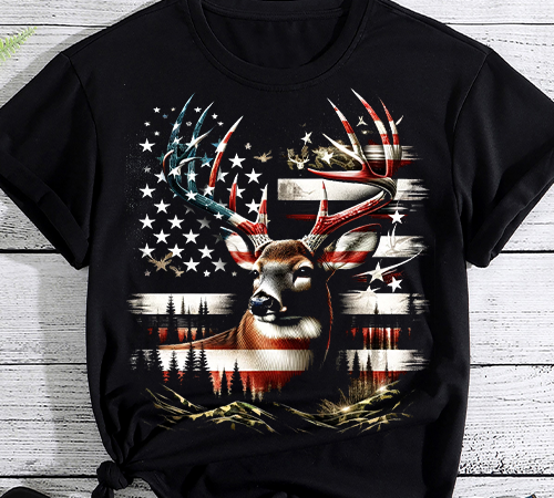 Camo us flag deer elk buck camoflage hunting hunter dad gift short sleeve t-shirt png file