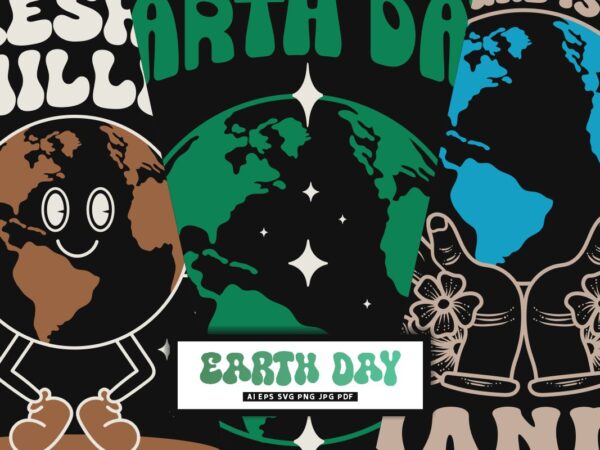 Environmental and earth day graphic t shirts vector, earth day t shirt designs bundle