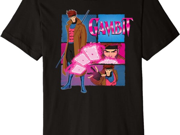 Marvel studios x-men ’97 gambit card throw action panels premium t-shirt