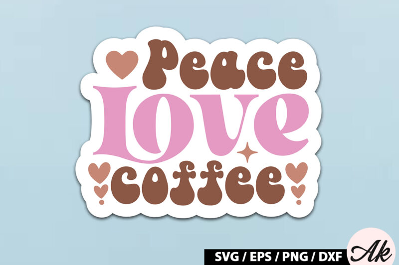 Peace love coffee Retro Sticker