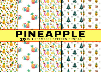 Funny Summer 20 Pineapple Seamless Pattern Bundle