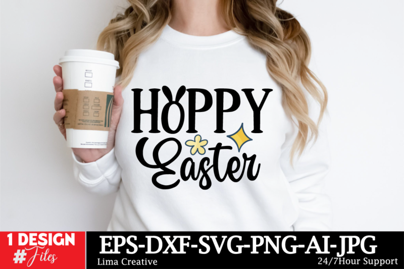 Hoppy Easter T-shirt Design, Happy Easter SVG PNG, Easter Bunny Svg, Kids Easter Svg, Easter Shirt Svg, Easter Svg, Easter Teacher Svg, Bunn