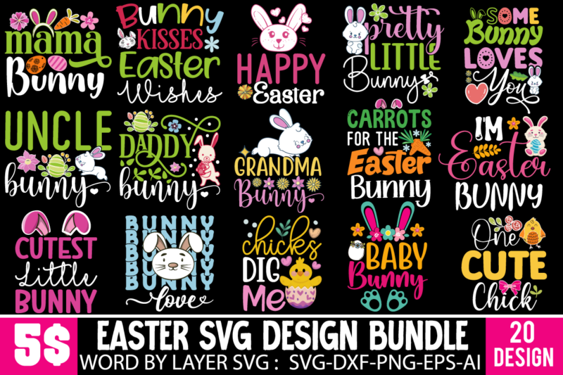 EAster SVG BUndle, Easter T-shirt DEsign BUndle, EAster 20 DEsign BUndle, Hap[py Easter Day, Easter Day Sublimation Bundle