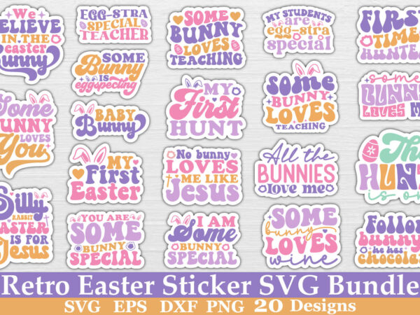 Retro easter sticker svg bundle t shirt design online