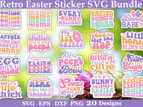 Retro easter sticker svg bundle t shirt design online