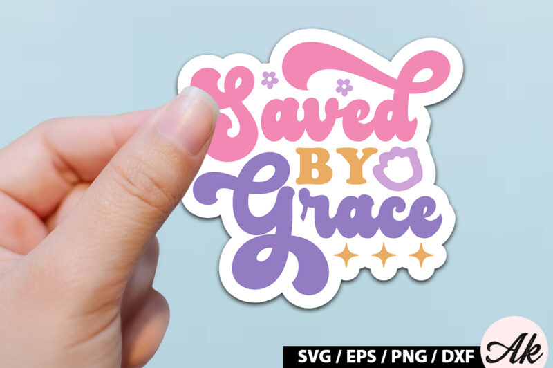 Saved by grace Retro Sticker