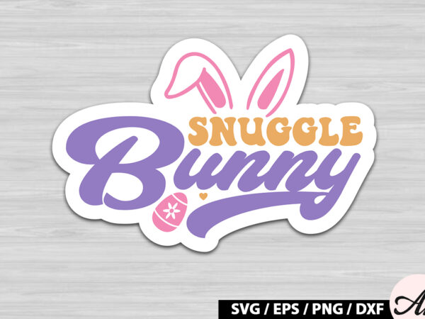 Snuggle bunny retro sticker t shirt template vector