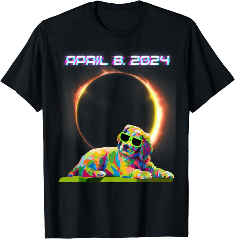 Solar Eclipse Shirt 2024 April 8 Dog Solar Eclipse Glasses T-Shirt