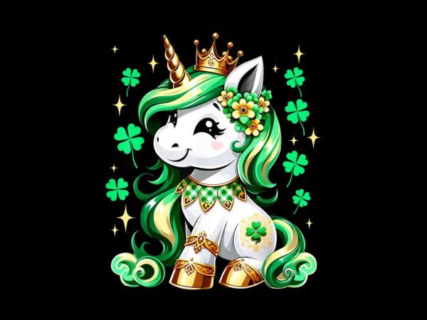 St patrick day irish unicorn png, lepricorn png, unicorn irish png t shirt template vector