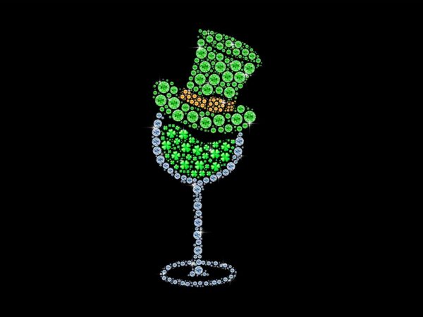 Wine glasses clover leprechaun irish shamrock st patrick day png t shirt design for sale