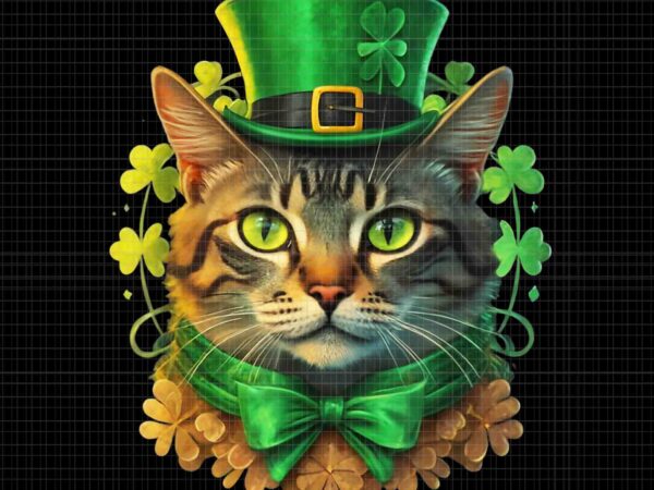 Cat shamrock st.patricks day png, cat shamrock png, cat patrick day png t shirt vector file