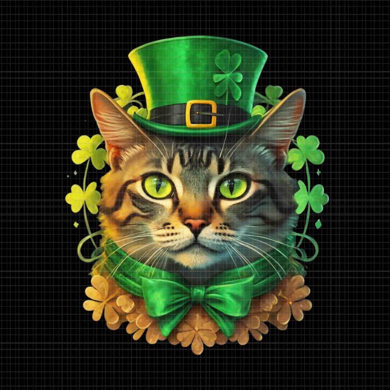 Cat Shamrock St.Patricks Day Png, Cat Shamrock Png, Cat Patrick Day Png