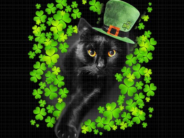 St patrick day black cat png, kitten lover irish png, cat patrick day png, kitten patrick day png, black cat shamrock png t shirt template vector