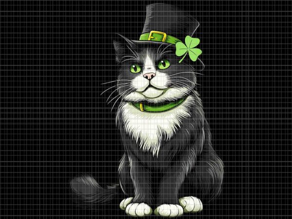 Cat st patrick day shamrock irish png, cat irish png, cat shamrock png t shirt vector file