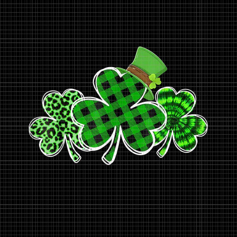 Three Leopard And Plaid Shamrocks St Patricks Day Png, Shamrocks Png, Irish Png